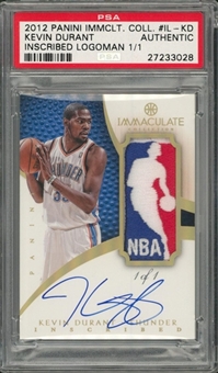2012/13 Panini "Immaculate Collection" Kevin Durant 1/1 (1 of 1) Signed Logoman Patch Card – PSA Authentic